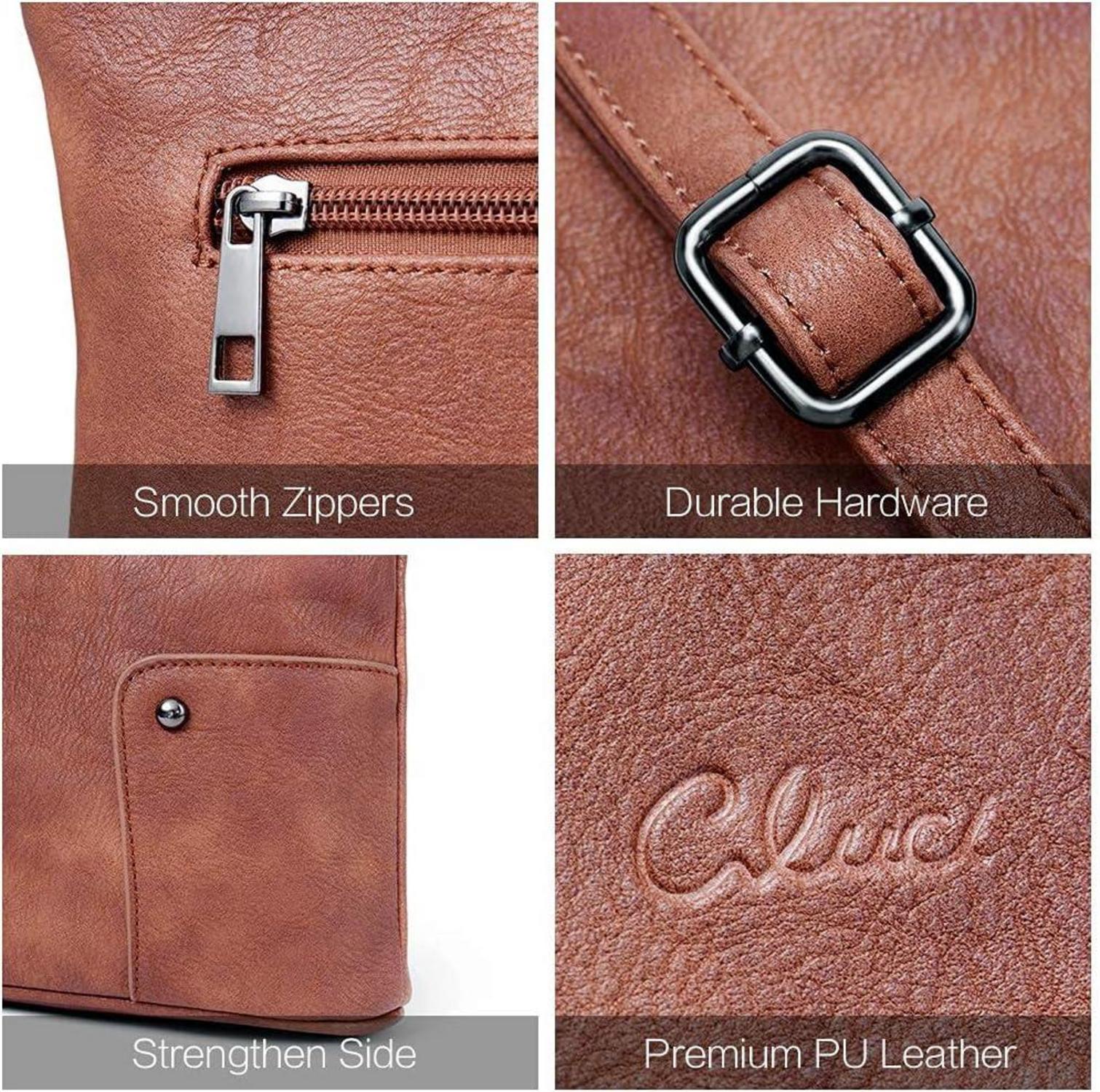 CLUCI Umhängetasche Damen Crossbody Geldbörse Handytasche Mokka Braun neu