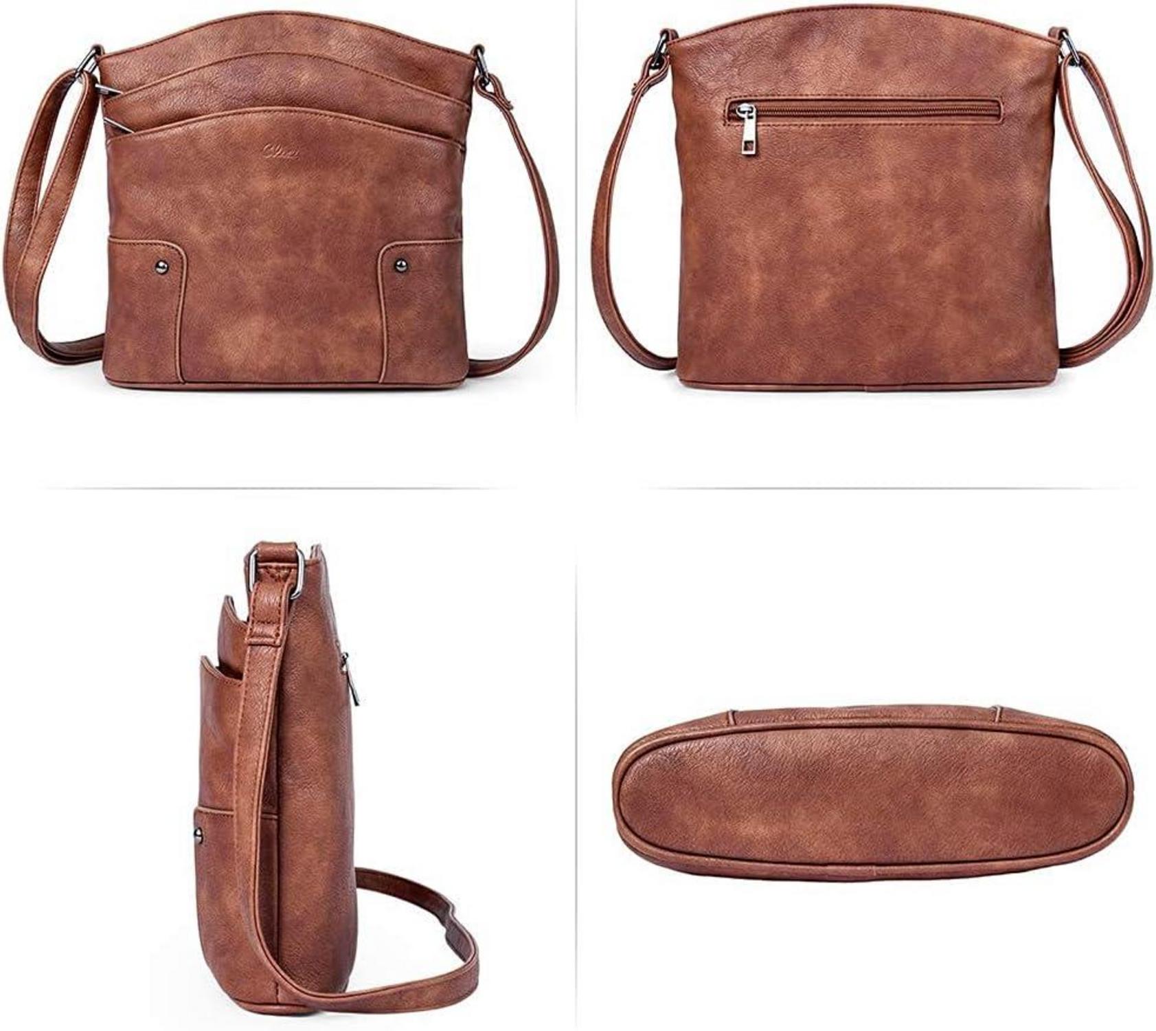 Umhängetasche Damen Crossbody Clutch Mokka Braun PU-Leder