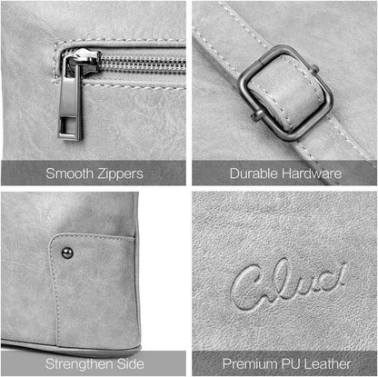 CLUCI Umhängetasche Damen Klein Crossbody Grau PU-Leder Stilvoll Elegant