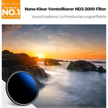 55mm Variabler ND Filter K-Serie Graufilter ND2-ND2000