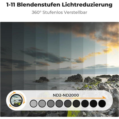 55mm Variabler ND Filter K-Serie Graufilter ND2-ND2000