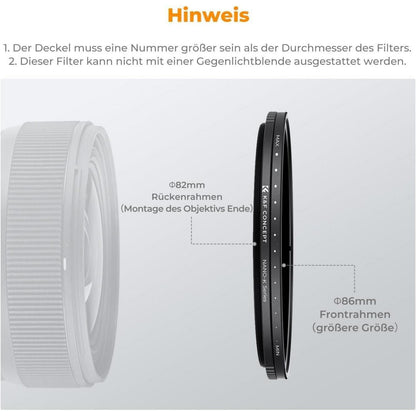 55mm Variabler ND Filter K-Serie Graufilter ND2-ND2000
