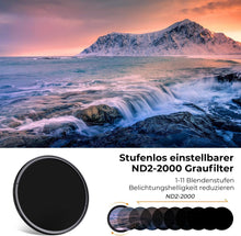55mm Variabler ND Filter K-Serie Graufilter ND2-ND2000