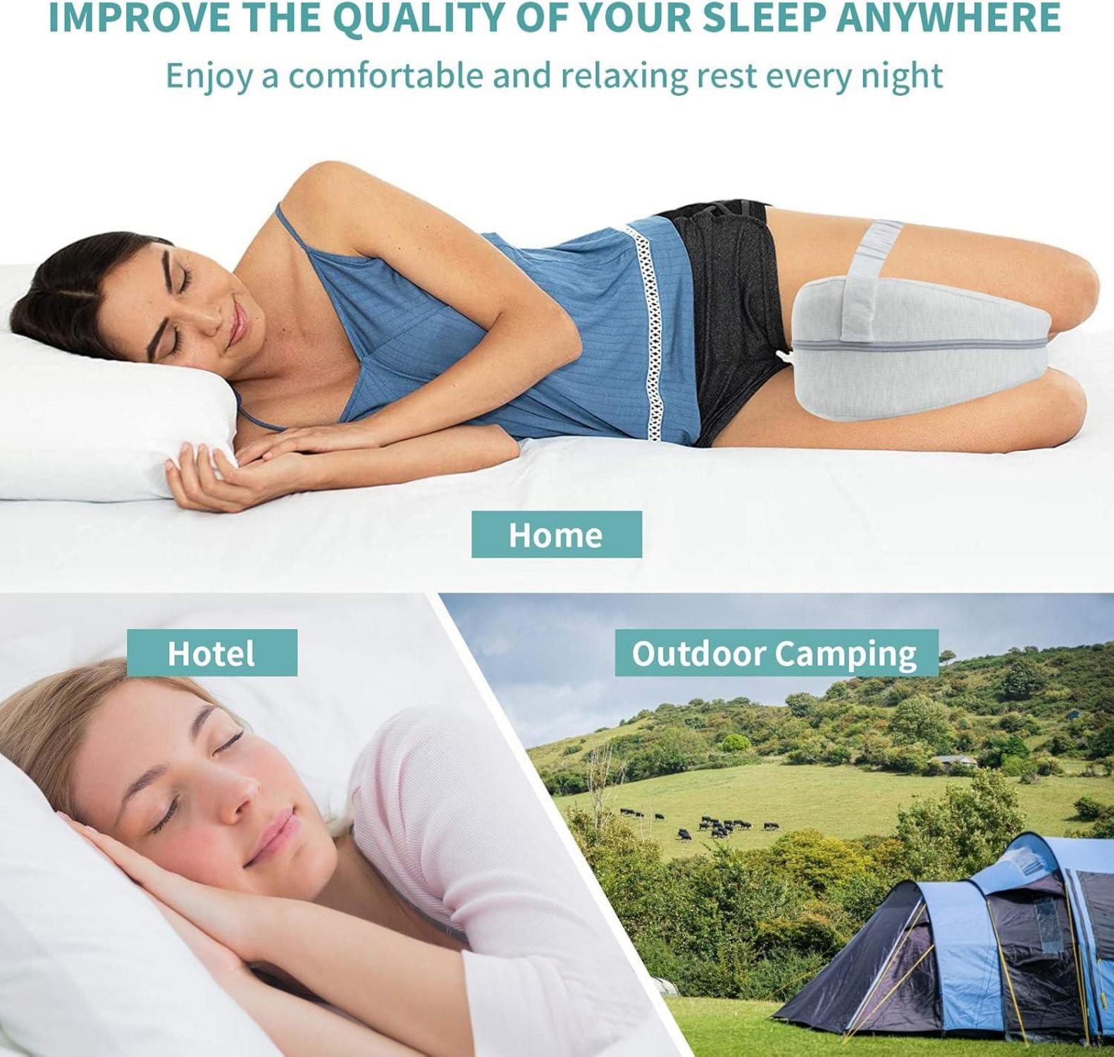Ergonomisches Memory Foam Kniekissen für Seitenschläfer - Grau - Bezug abnehmbar & waschbar