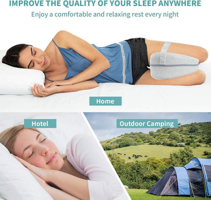 Ergonomisches Memory Foam Kniekissen für Seitenschläfer - Grau - Bezug abnehmbar & waschbar