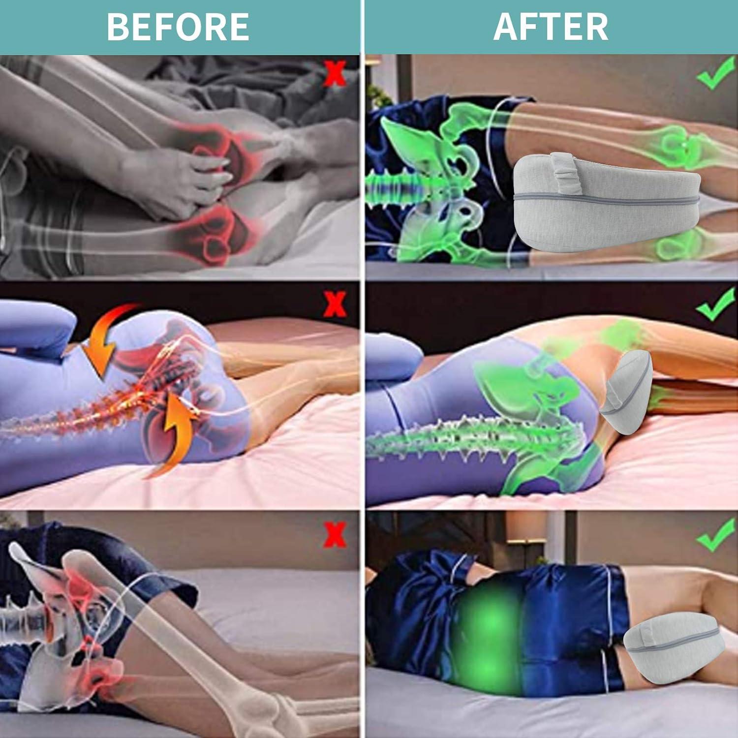 Ergonomisches Kniekissen für Seitenschläfer mit Memory Foam-Licht Grau