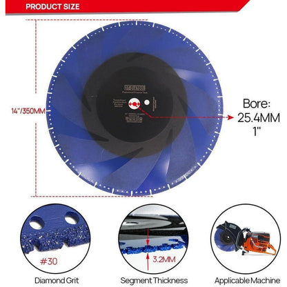 Diamant-Trennscheiben 2er-Set 350mm Allzweck für Stahlbeton & Metall