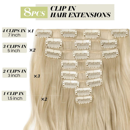 Welliges Haarverlängerung Set – 60cm, Gebleichtes Blond
