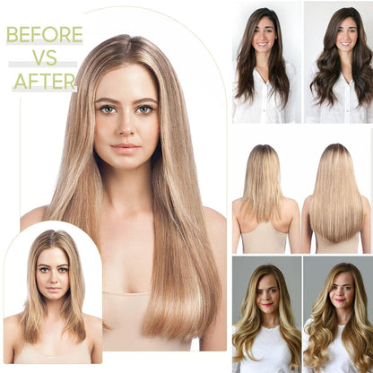 Welliges Haarverlängerung Set Dunkelbraun & Aschblond 60cm