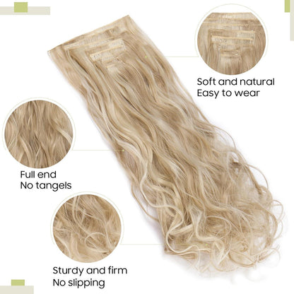 Welliges Haarverlängerung Set – 60cm Sandblond & Bleichblond