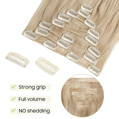 Welliges Haarverlängerung Set – 60cm Sandblond & Bleichblond