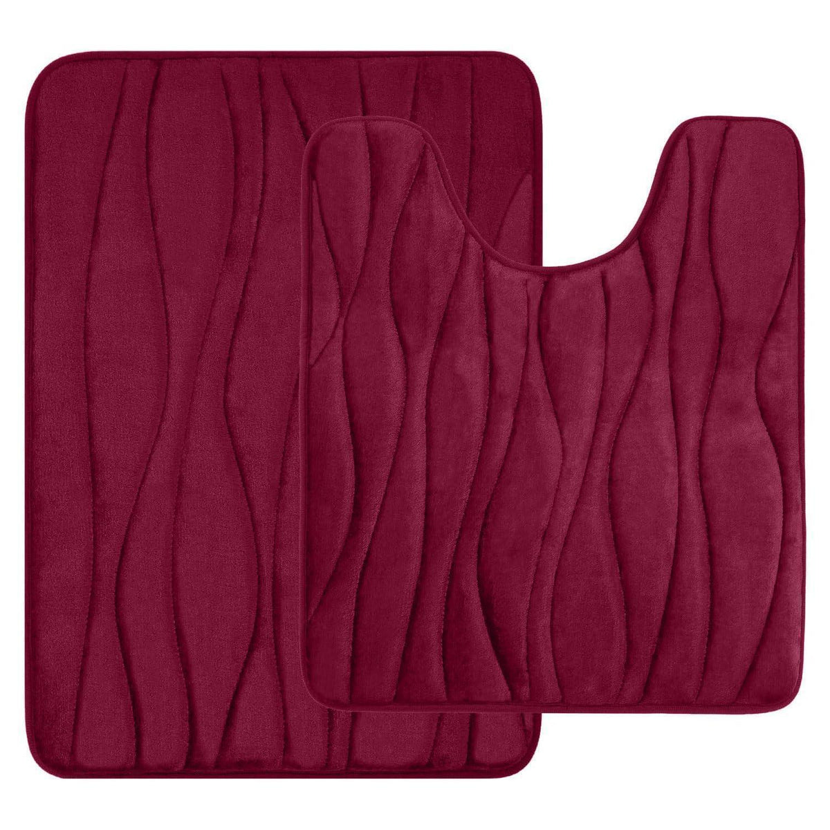 Memory Foam Badematte Set Weinrot – 2er Set, Weich & Saugstark