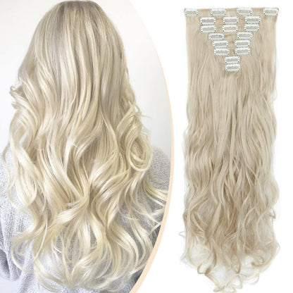Welliges Haarverlängerung Set – Aschblond & Bleichblond, 60cm