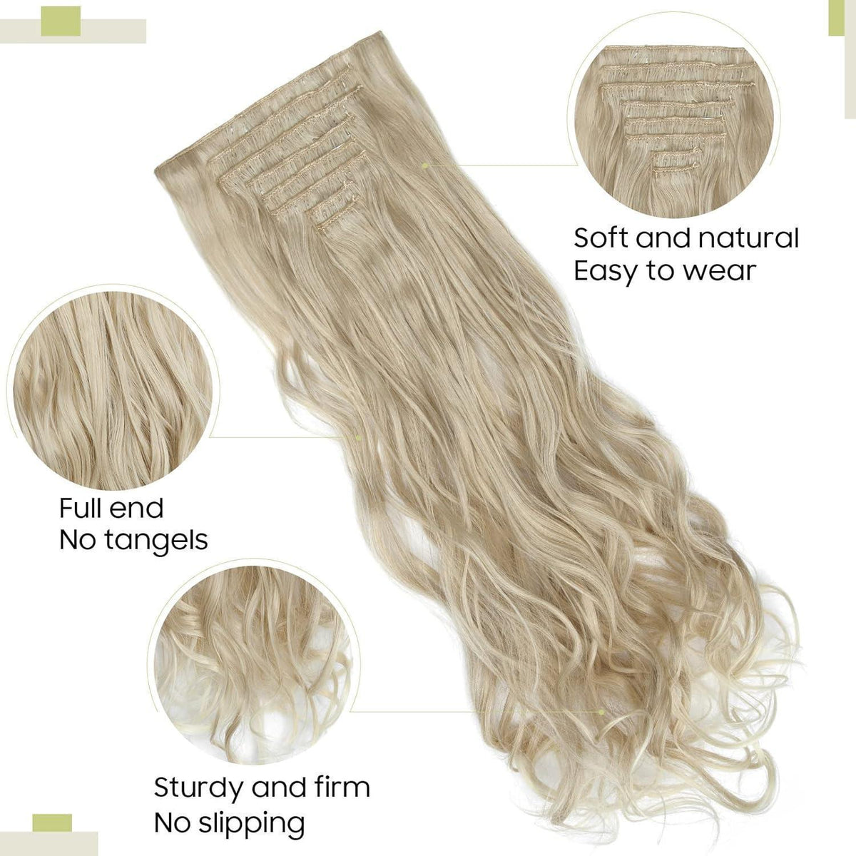 Welliges Haarverlängerung Set – Aschblond & Bleichblond, 60cm