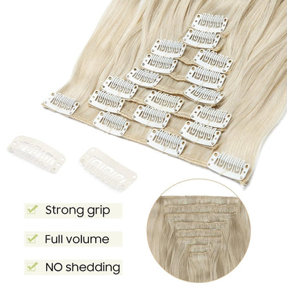 Welliges Haarverlängerung Set – Aschblond & Bleichblond, 60cm