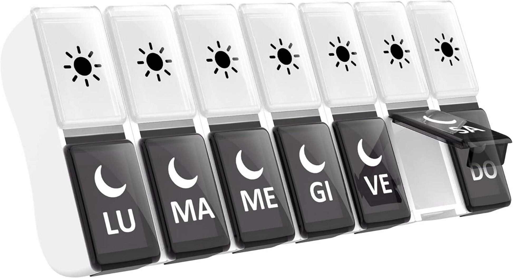 Tablettenbox 7 Tage 2 Fächer Schwarz Medikamentendosierer