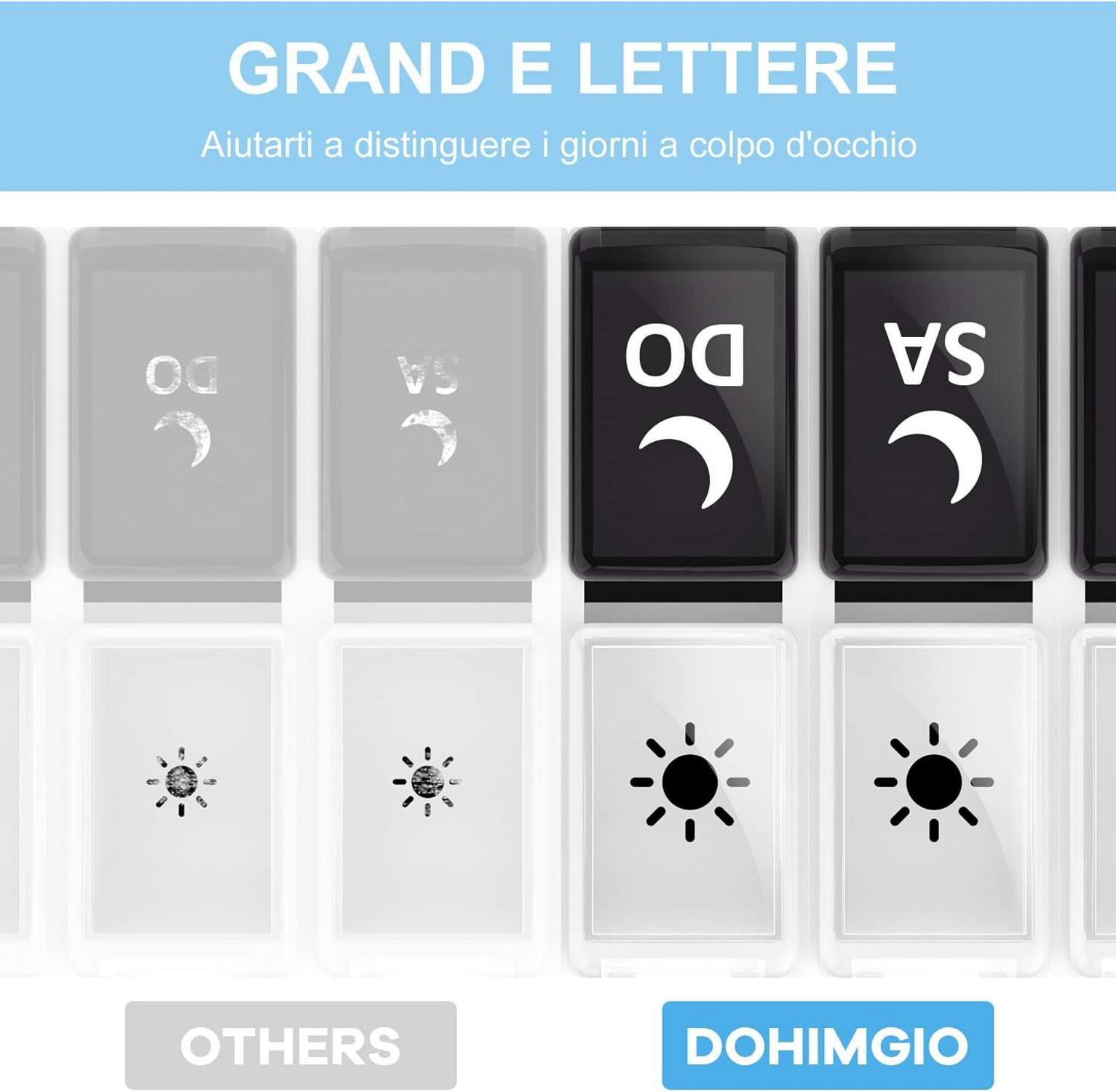 Pillendose 7 Tage 2 Fächer Schwarz BPA-frei Tablettendose