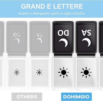 Pillendose 7 Tage 2 Fächer Schwarz BPA-frei Tablettendose