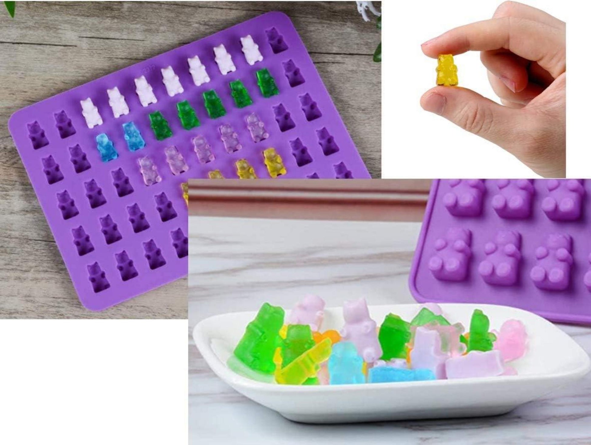 Silikon-Schokoladenformen Set mit Gummibärchen, Herz, Dinosaurier