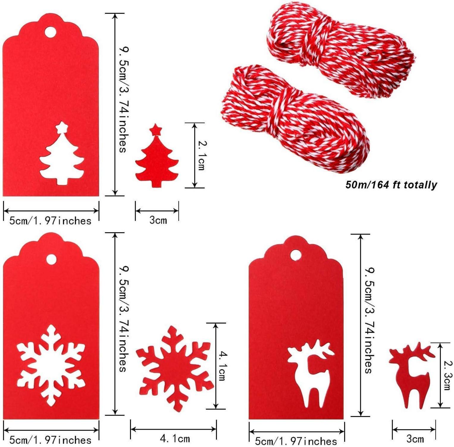 150 Stück Weihnachten Kraftpapier Geschenkanhänger mit