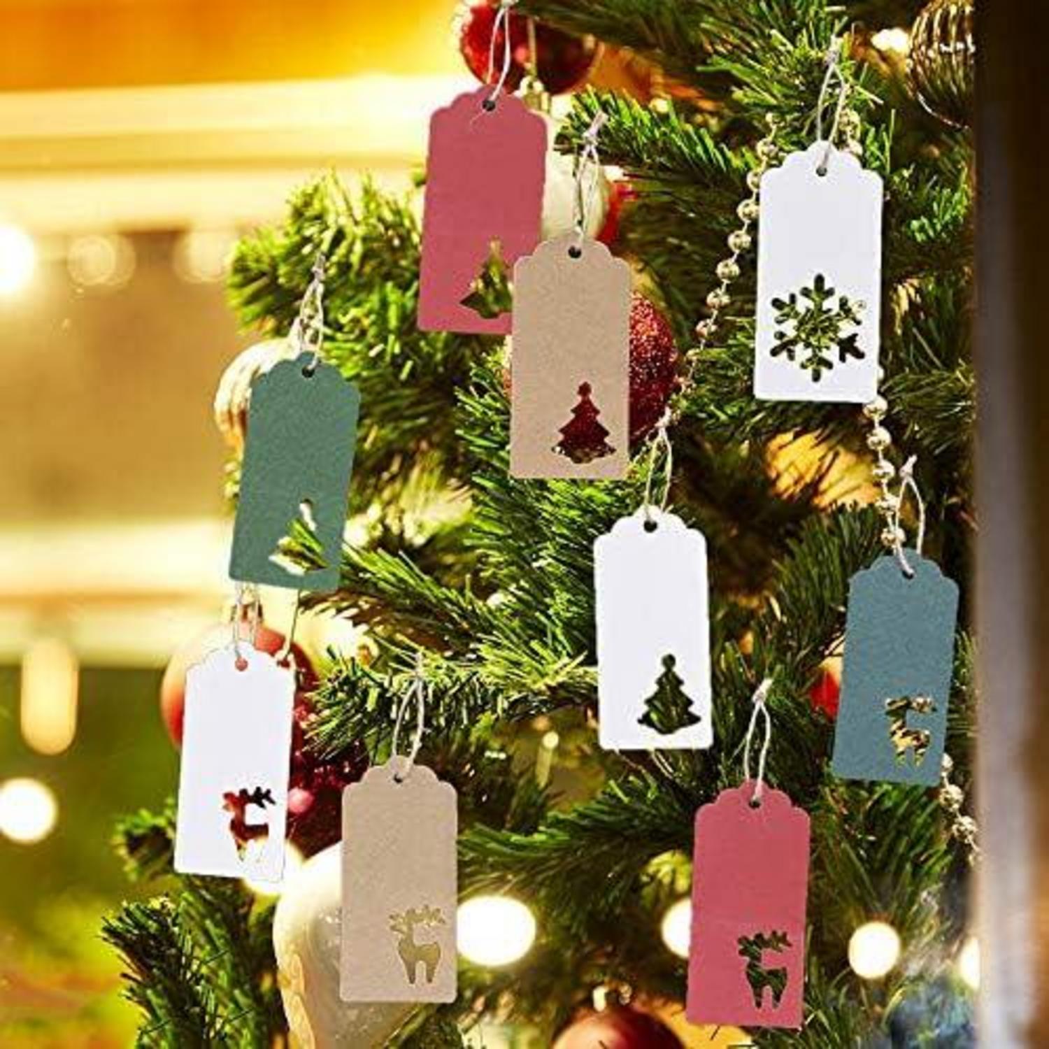 150 Kraftpapier Weihnachten Geschenkanhänger Etiketten Schnur Rot