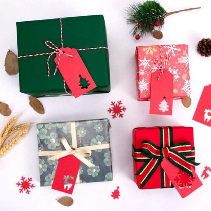 150 Kraftpapier Weihnachten Geschenkanhänger Etiketten Schnur Rot