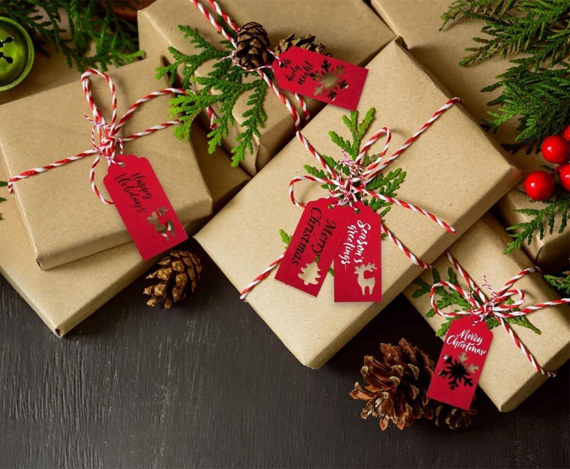 150 Stück Weihnachten Geschenkanhänger Kraftpapieretiketten mit Schnur