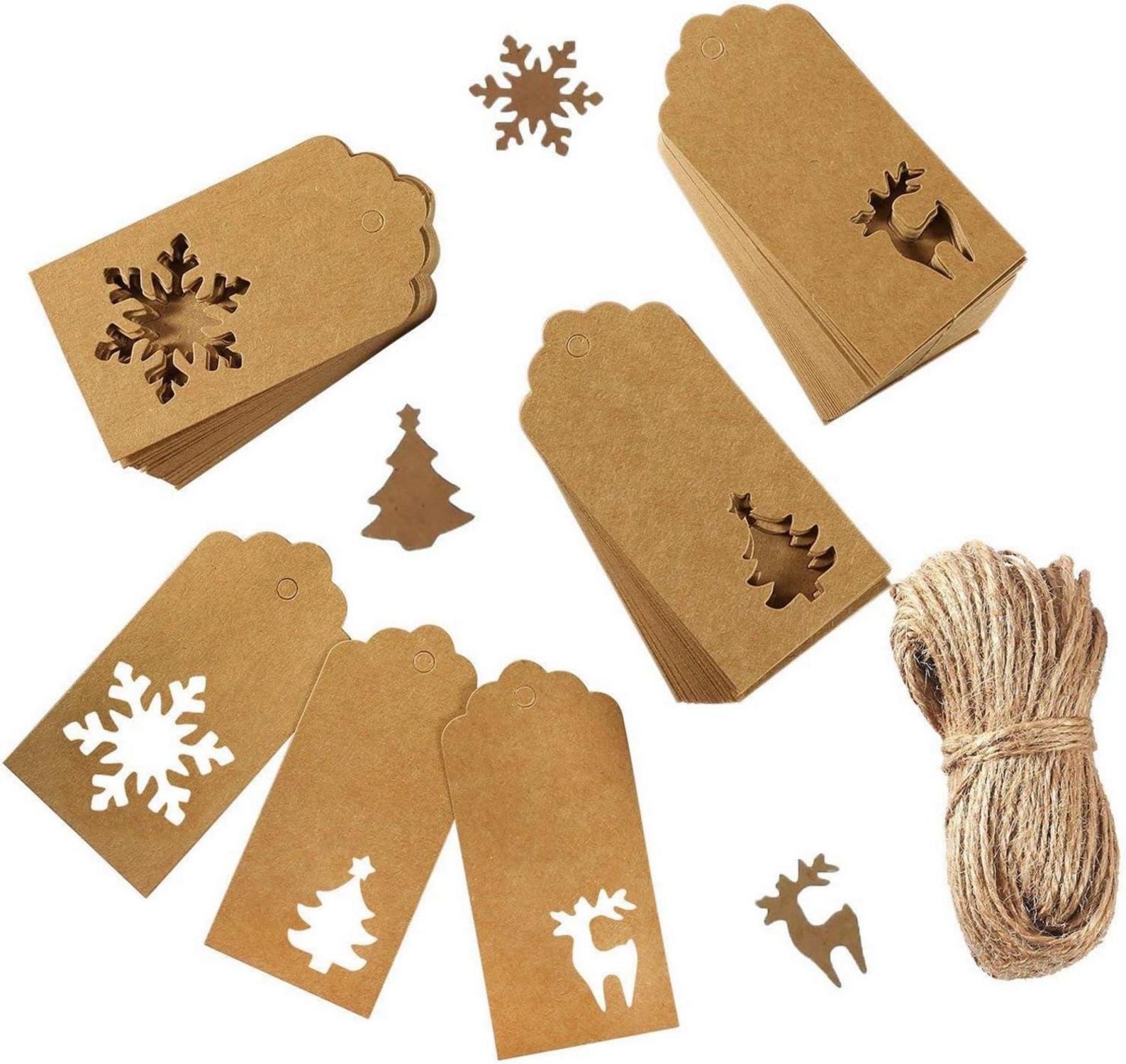 150 Weihnachten Etiketten Anhänger Kraftpapier Geschenkschilder