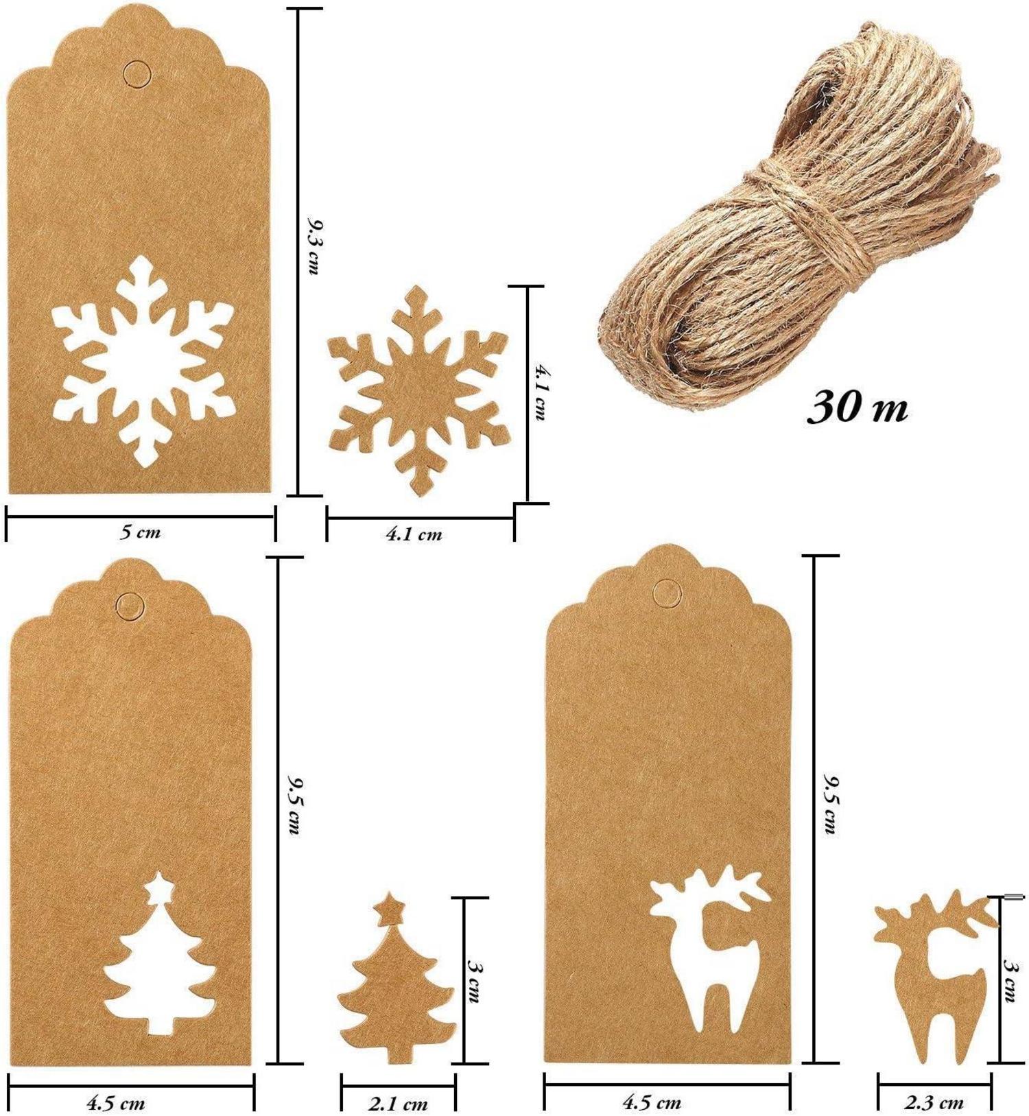 150 Weihnachten Kraftpapier Geschenkanhänger Anhänger mit