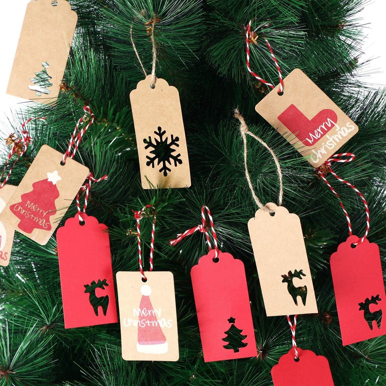 150 Stück Weihnachts Etiketten Anhänger Kraftpapier Geschenkanhänger