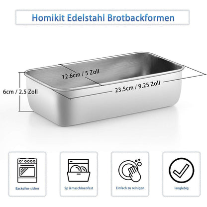 Homikit Edelstahl Brotbackform Königskuchenform 2er-Set