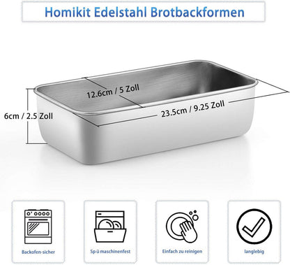 Homikit Edelstahl Brotbackform Königskuchenform 2er-Set