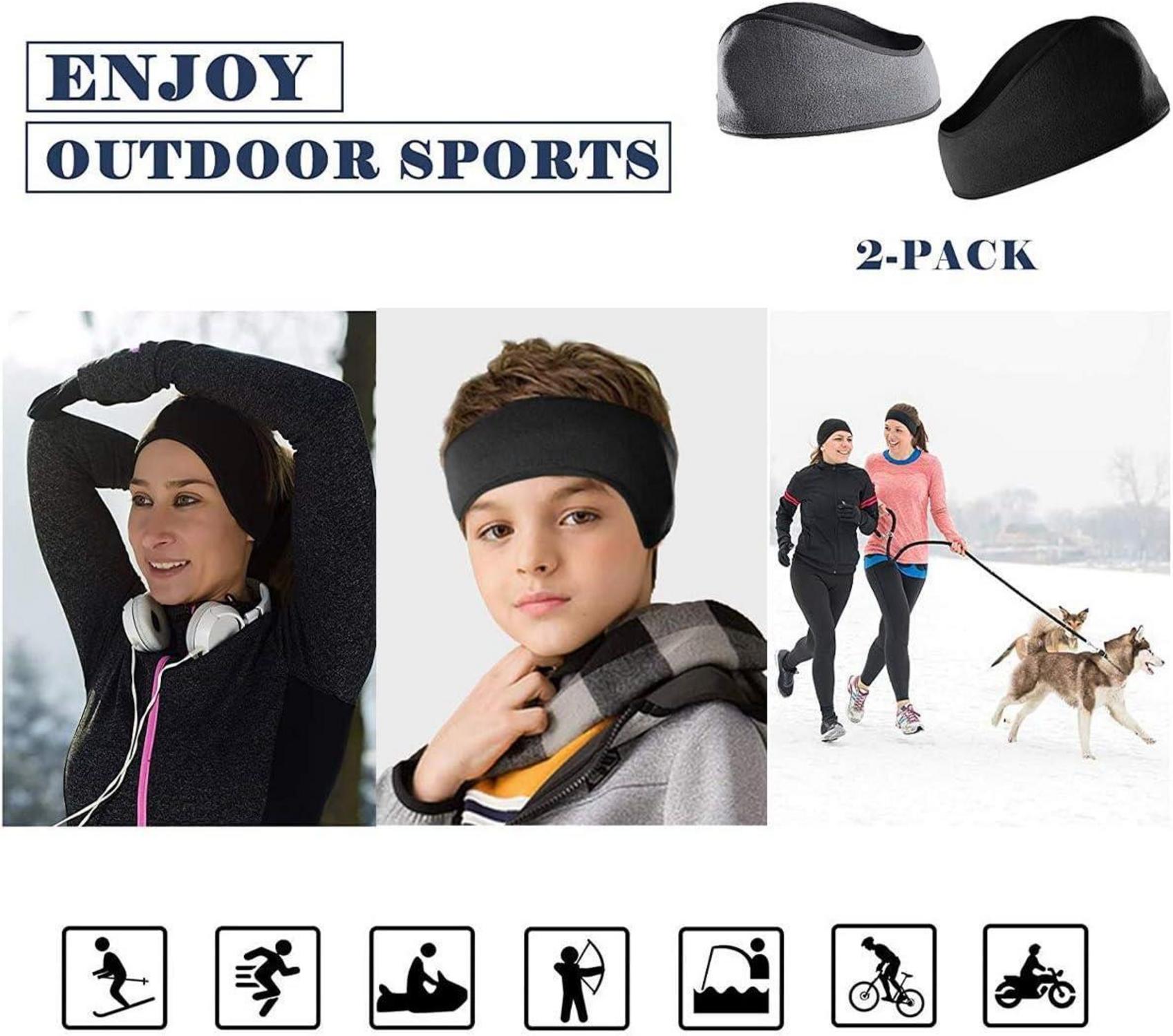 2er Set Stirnband Sport Winter Damen Herren Fitness Headband Joggen Radfahren