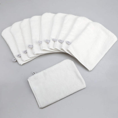 10er Pack Mikrofaser Waschhandschuhe Frottee Weiß 15x21cm