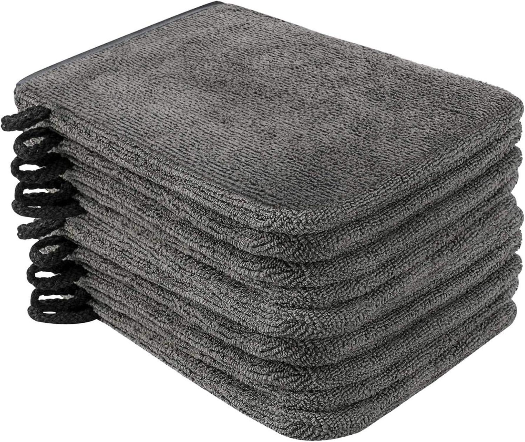 10er Pack Waschlappen Mikrofaser Frottee Saugfähig 15x21cm Dunkelgrau