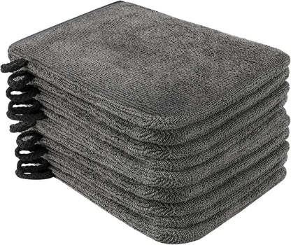 10er Pack Waschlappen Mikrofaser Frottee Saugfähig 15x21cm Dunkelgrau
