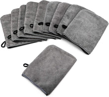 10er Pack Mikrofaser Waschhandschuhe Dunkelgrau 15x21cm