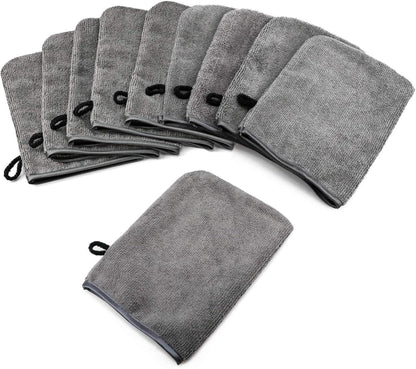 10er Pack Mikrofaser Waschhandschuhe Dunkelgrau 15x21cm