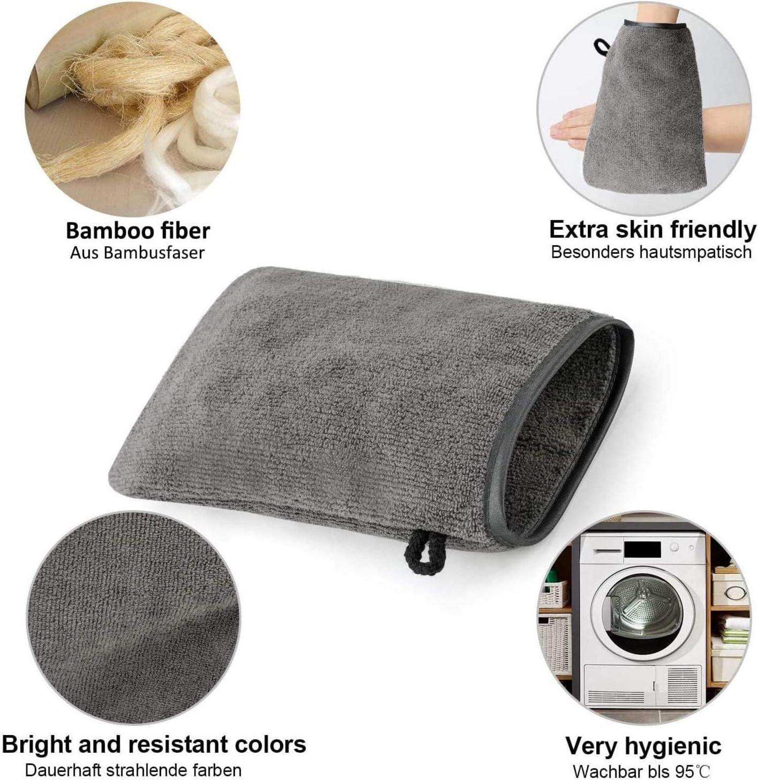 10er Pack Waschhandschuhe, Frottee, Mikrofaser, Saugfähig, 15x21 cm, Dunkelgrau