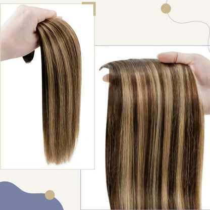 Echthaar Pferdeschwanz Extension Braun Balayage Ombre 45cm
