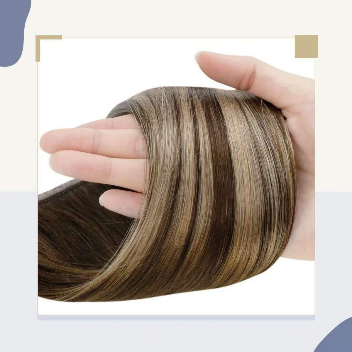 Echthaar Pferdeschwanz Extension Braun Balayage Ombre 45cm