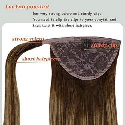 Echthaar Pferdeschwanz Extension Braun Balayage Ombre 45cm