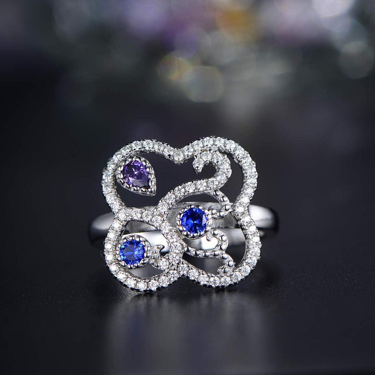 Eleganter Damenring 925 Sterling Silber Zirkonia Hochzeit Verlobung