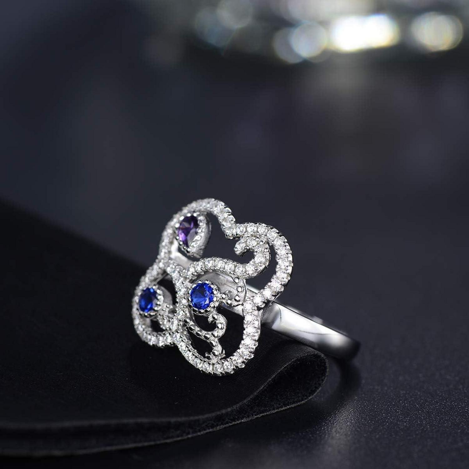Eleganter Damenring 925 Sterling Silber, Zirkonia Steine, Trauring Hochzeit