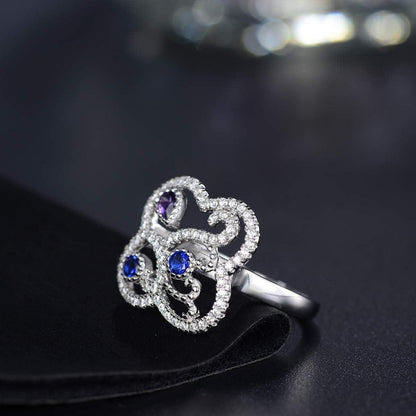 Eleganter Damenring 925 Sterling Silber, Zirkonia Steine, Trauring Hochzeit