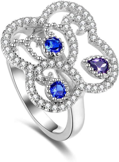 Eleganter Damenring 925 Silber Zirkonia Brillantschliff Verlobungsring