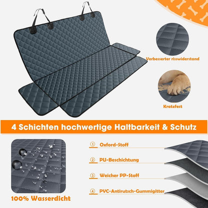 Hundedecke Auto Rückbank – Kratzfest & Wasserdicht, Grau 137x120cm