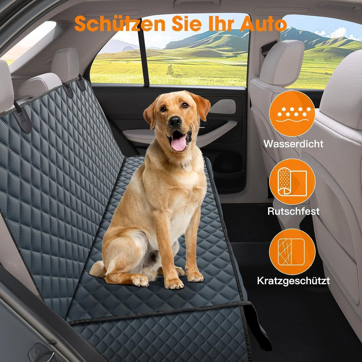 Hundedecke Auto Rückbank – Kratzfest & Wasserdicht, Grau 137x120cm