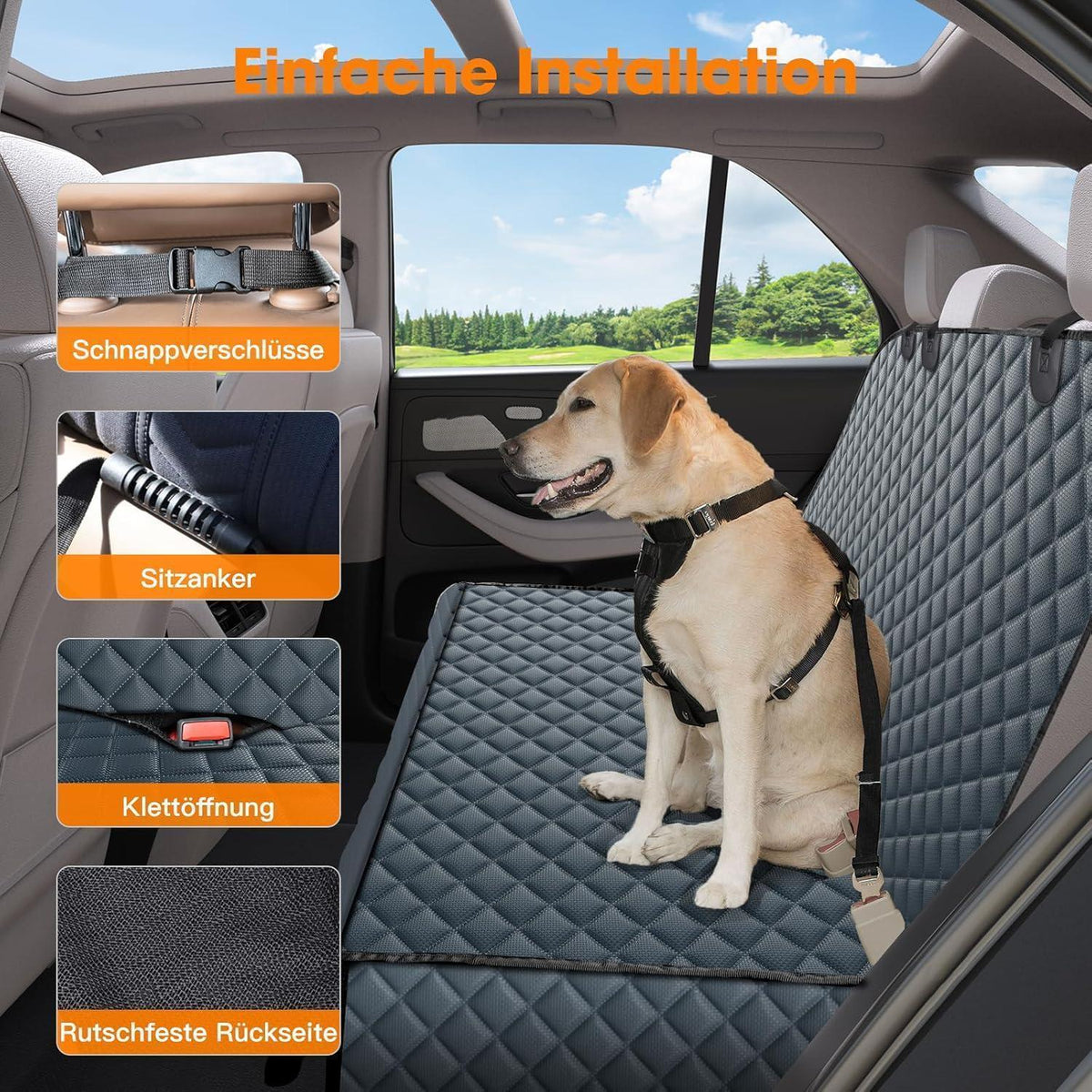 Hundedecke Auto Rückbank – Kratzfest & Wasserdicht, Grau 137x120cm