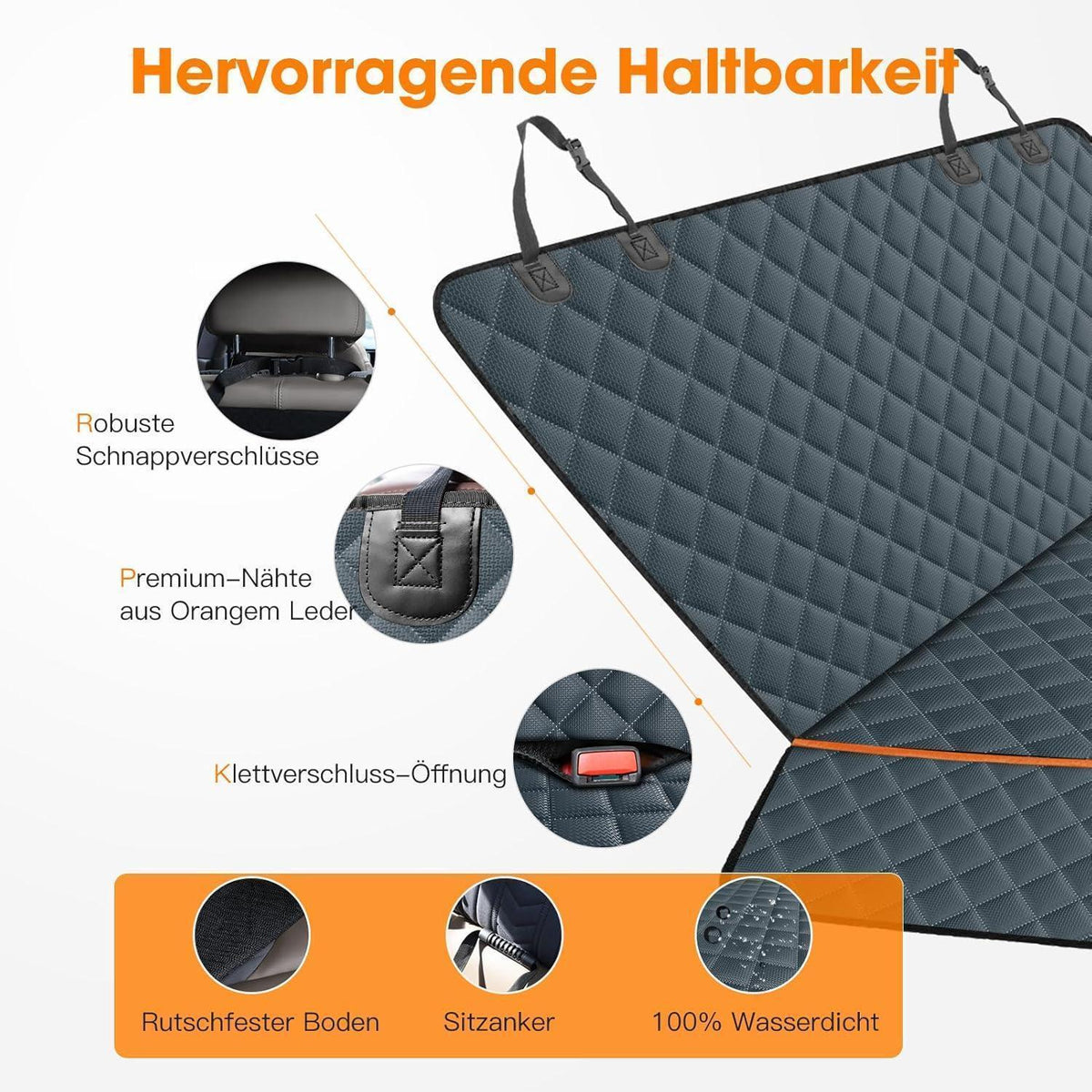 Hundedecke Auto Rückbank – Kratzfest & Wasserdicht, Grau 137x120cm